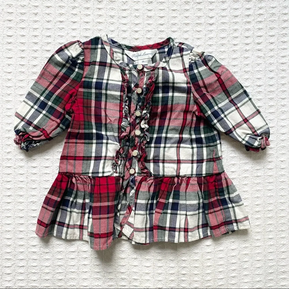 Ralph Lauren holiday red plaid baby dress size 3M